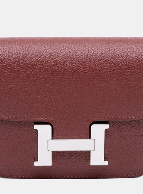 Hermes Constance Slim Rouge H Clemence Leather Wallet