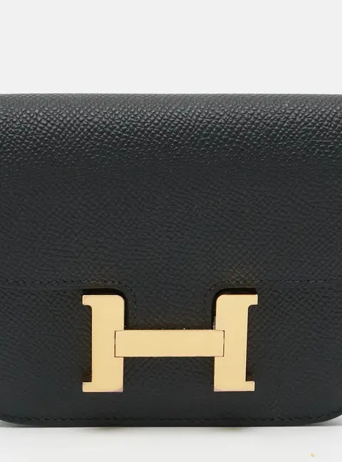 Herm&egrave;s Constance Noir Epsom Leather Slim Wallet