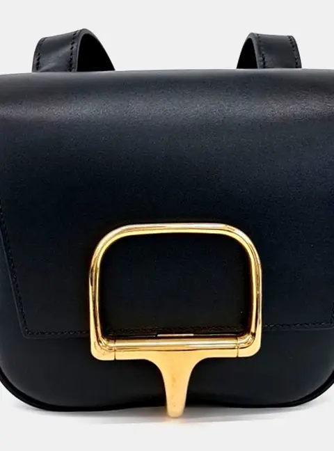 Hermes Della Cavalleria Mini Black Calfskin Leather Crossbody Bag