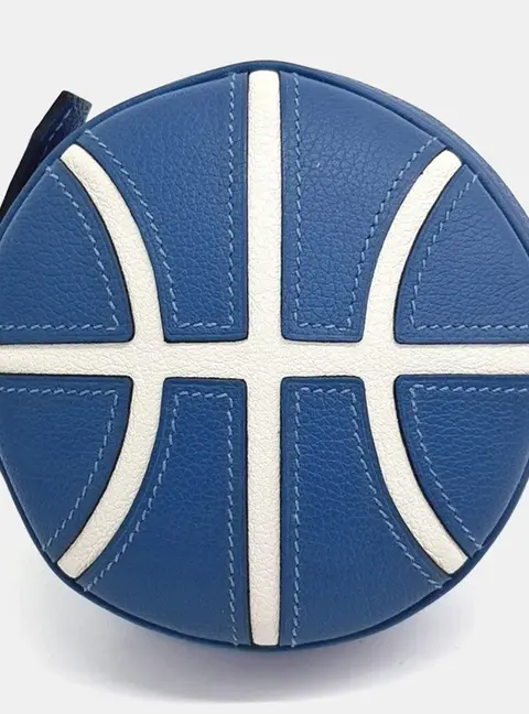 Hermes Basketball Blue Leather Pouch