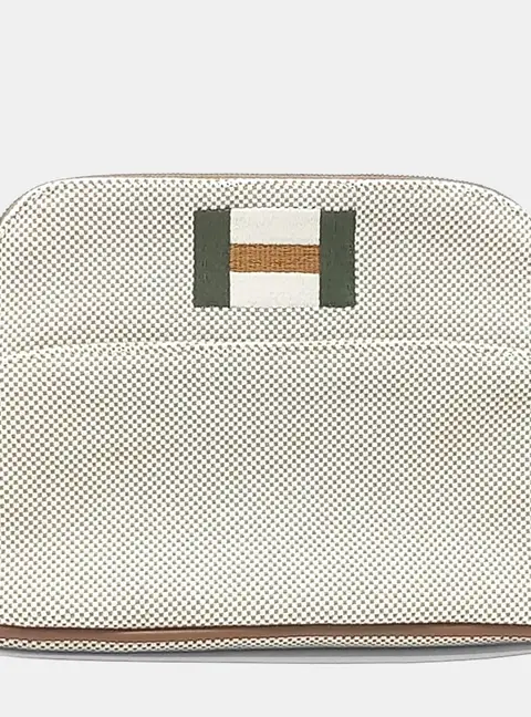 Hermes Bolide Pouch Mini White Canvas Cosmetic Bag