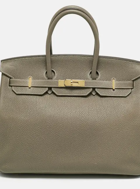 Hermes Birkin 35 Gold Finish Etoupe Togo Leather Bag