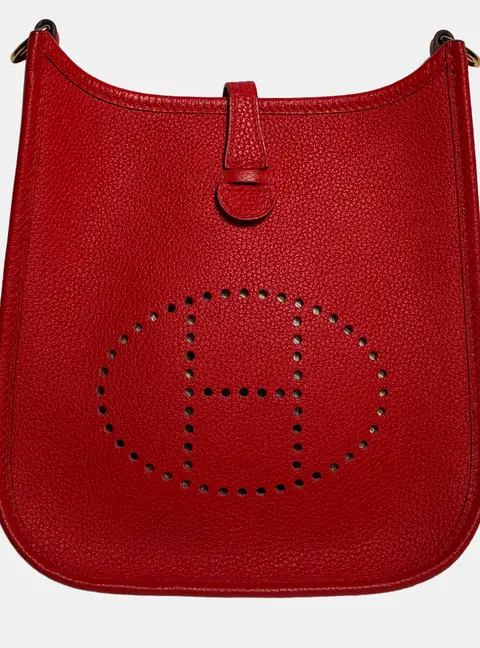 Hermes Evelyne 16 Rouge Coeur Taurillon Clemence Leather Shoulder Bag