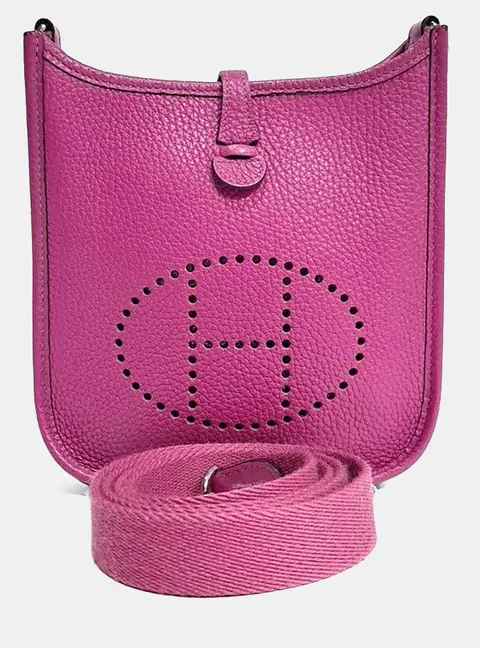 Hermes Evelyne 16 Pink Taurillon Clemence Leather Crossbody Bag