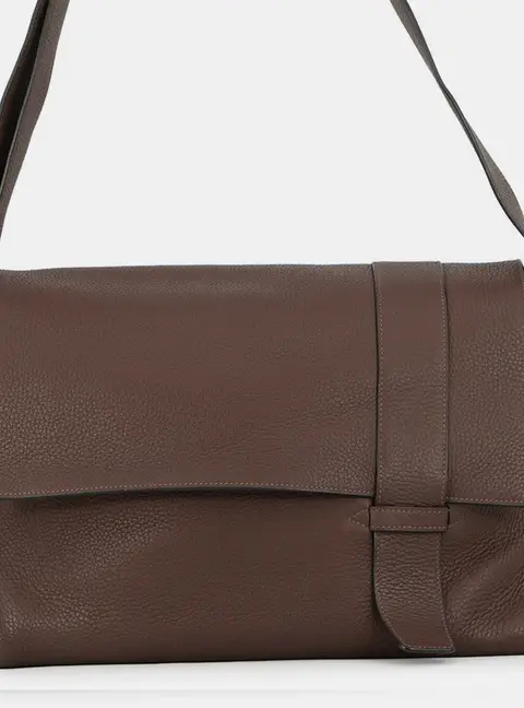 Hermes Sac Alfred 35 Taupe Grey Taurillon Clemence Leather Messenger Bag