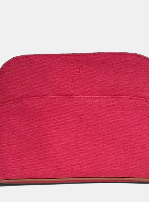 Hermes Bolide Pouch Pink Canvas Bag