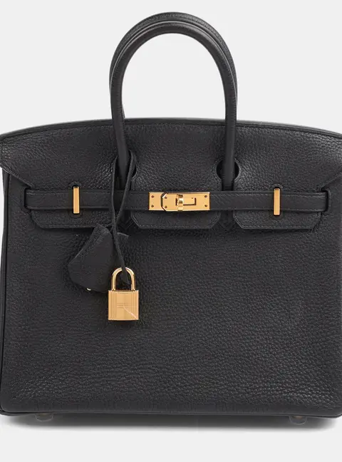 Hermes Noir Togo Birkin 25 Tote Bag