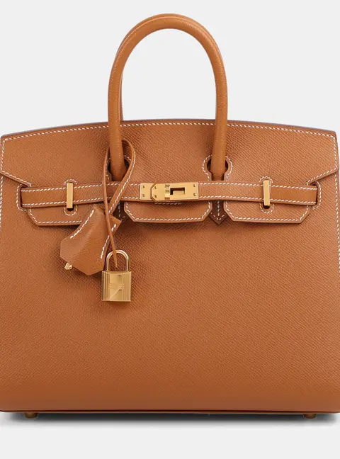Hermes Gold Epsom Sellier Birkin 25 Tote Bag