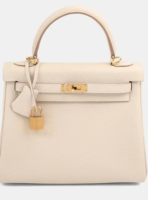 Hermes Craie Togo Kelly 25 Top Handle Bag