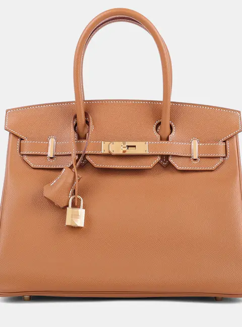 Hermes Gold Epsom Birkin 30 Tote Bag