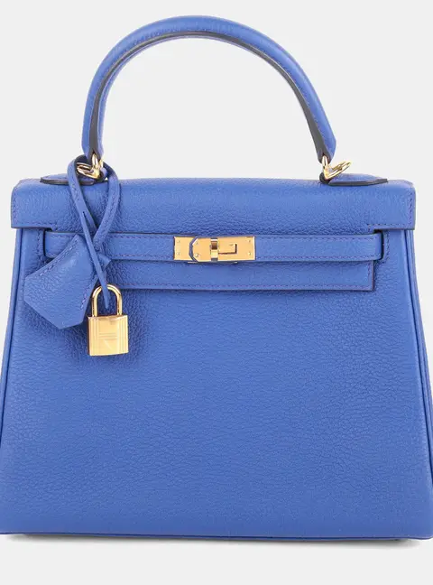 Hermes Royal Bleu Togo Kelly 25 Top Handle Bag