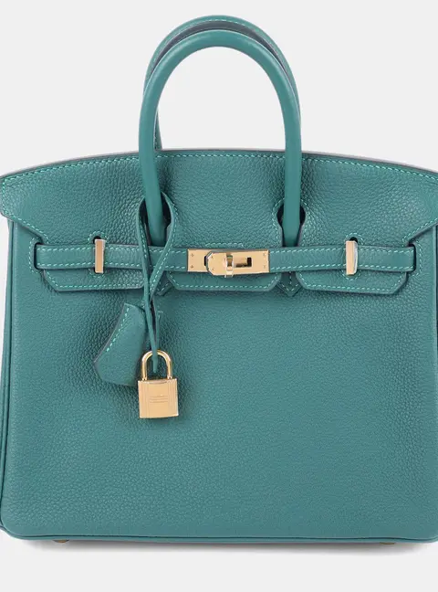 Hermes Malachite Togo Birkin 25 Tote Bag