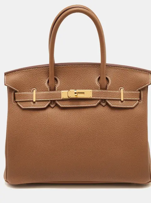Herm&egrave;s Birkin 30 Gold Finish Gold Togo Leather Tote