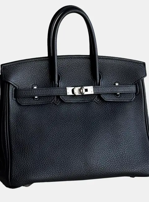 Hermes Birkin 25 Black Togo Calfskin Leather Top Handle Bag