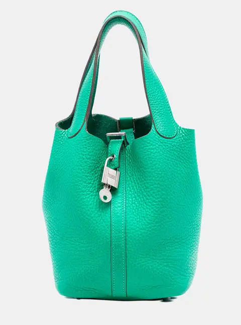 Hermes Picotin Lock 18 Menthe Clemence Leather Top Handle Bag