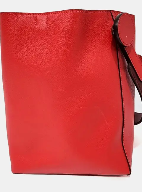 Hermes Recall 17 Red Leather Bucket Bag