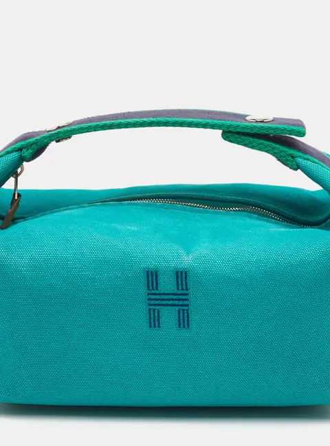 Herm&egrave;s Bride-a-Brac Small Turquoise Toile H Canvas Pouch