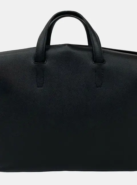 Hermes Cityhall 38 Black Epsom Leather Briefcase Bag