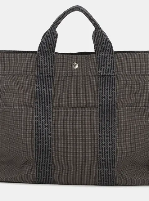 Hermes Her Line MM Grey Canvas Tote Bag