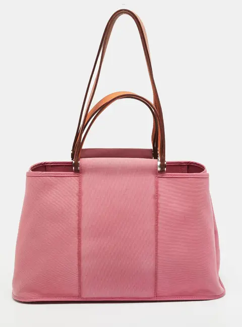 Hermes Cabag Elan Rose Pink Canvas Tote