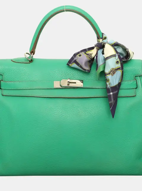 Hermes Kelly 35 Menthe Togo Calfskin Leather Top Handle Bag