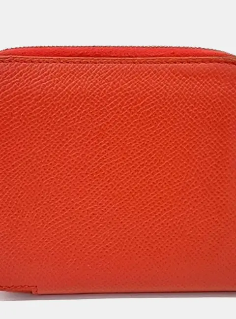Hermes Silky Compact Red Epsom Calfskin Leather Wallet