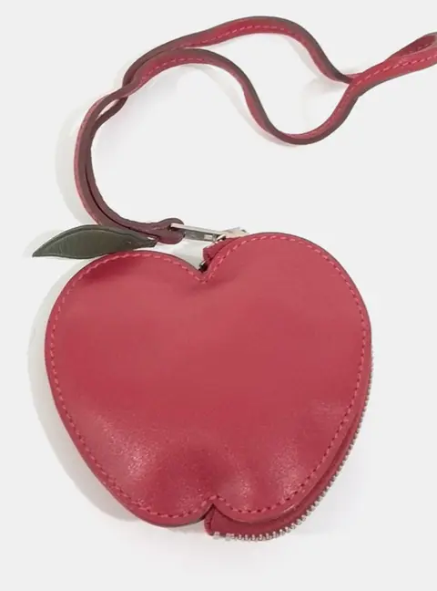 Hermes Red Leather Apple Bag Charm and Coin Purse (X)