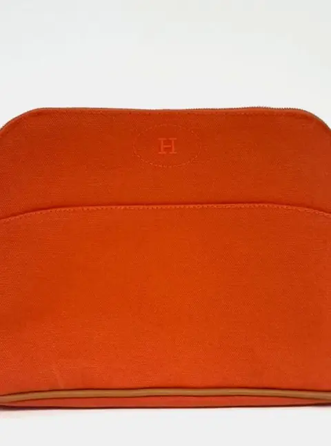 Hermes Bolide Pouch Orange Canvas Clutch Bag