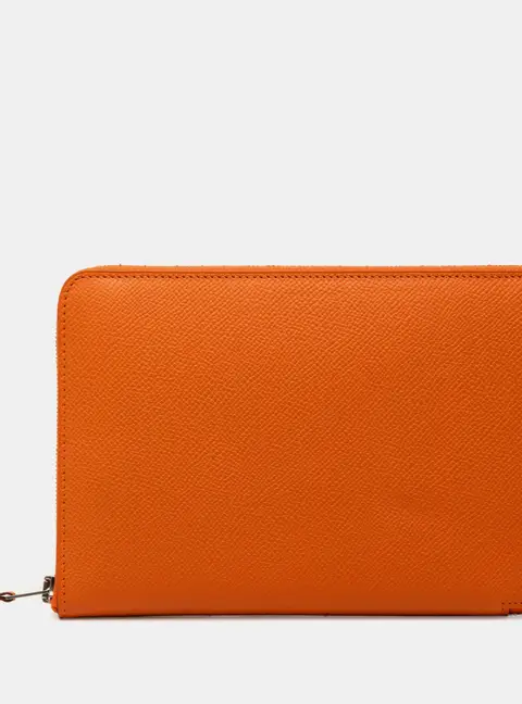 Hermes Azap Integral Long Orange Epsom Leather Zip Around Wallet