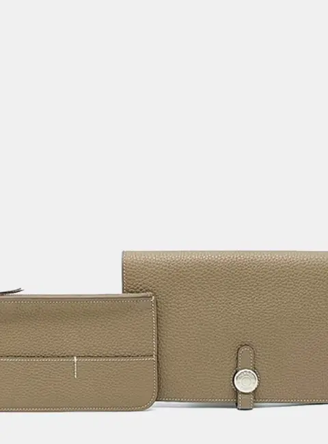 Hermes Dogon Duo Wallet Beige Togo Calfskin Leather Wallet