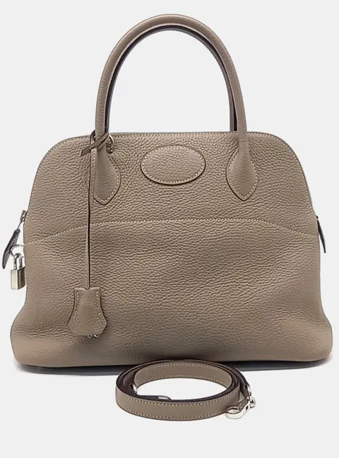 Hermes Bolide 31 Etoupe Togo Calfskin Leather Top Handle Bag