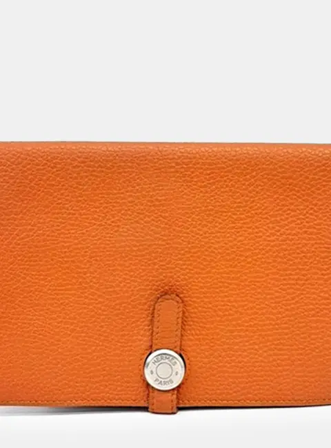 Hermes Dogon Long Orange Togo Calfskin Leather Wallet Bag