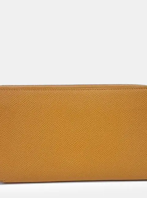 Hermes Silky Long Wallet Brown Leather Zip Around Wallet