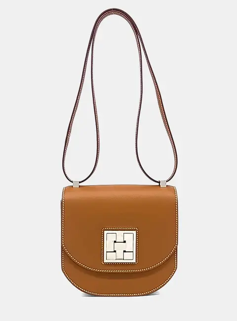 Hermes Mosaic 17 Brown Leather Shoulder Bag