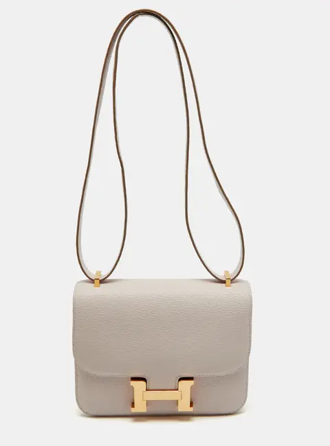 Hermes Constance 18 Mini Rose Gold Finish Mauve Pale Chevre Leather Crossbody Bag