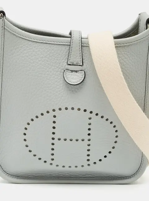 Hermes Evelyne Amazone TPM Bleu Pale/Nata Taurillon Clemence Leather Crossbody Bag
