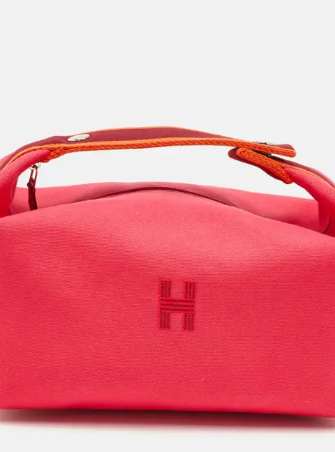 Herm&egrave;s Bride-a-Brac Large Hibiscus Toile H Canvas Pouch