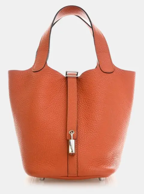 Hermes Picotin Lock 18 Terre Battue Clemence Calfskin Leather Top Handle Bag