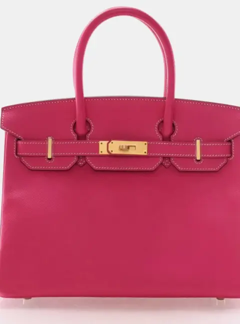 Hermes Birkin 30 Rose Tyrien Epsom Leather Top Handle Bag