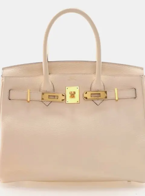 Hermes Birkin 30 Nata Clemence Calfskin Leather Top Handle Bag