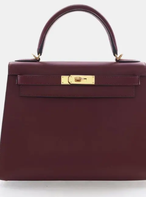 Hermes Kelly 25 Rouge H Box Calf Leather Sellier Bag