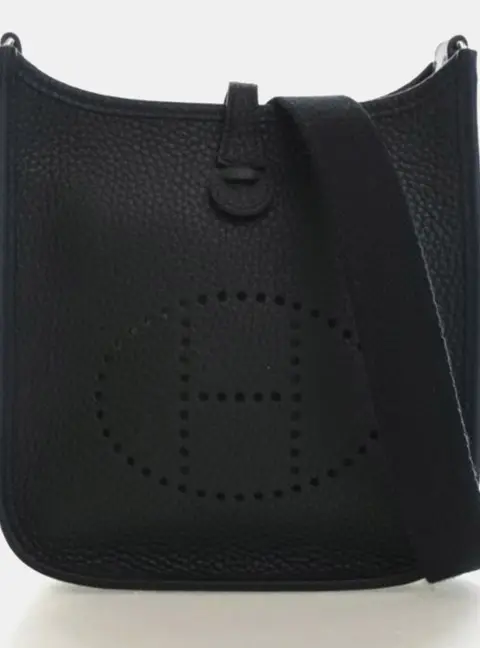 Hermes Evelyne TPM 16 Noir Clemence Calfskin Leather Crossbody Bag