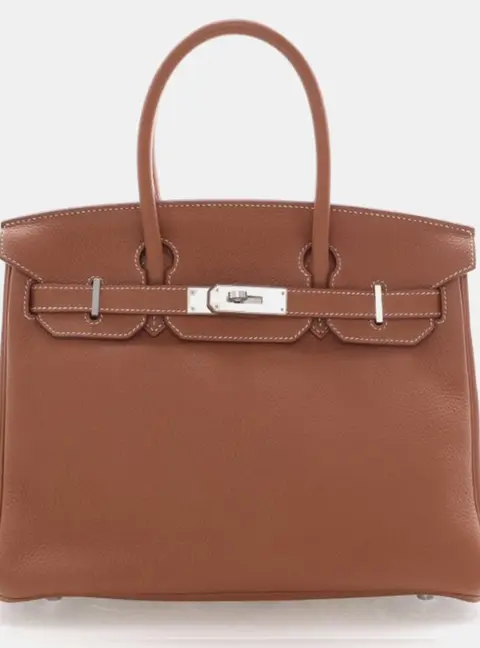Hermes Birkin 30 Gold Togo Calfskin Leather Top Handle Bag