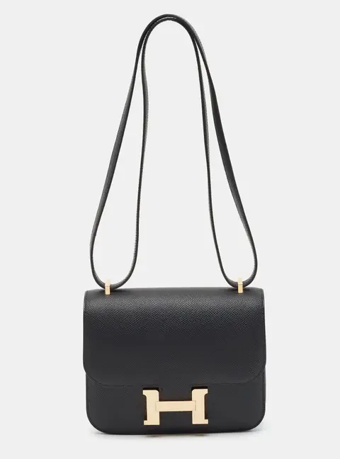 Hermes Constance 18 Mini Rose Gold Finish Noir Epsom Leather Crossbody Bag