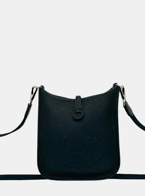 Hermes Evelyn TPM Taurillon Clemence Leather Mini Shoulder Bag In Black
