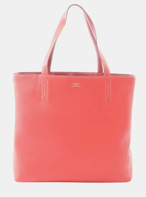 Hermes Double Sens 45 Pink Clemence Leather Tote Bag