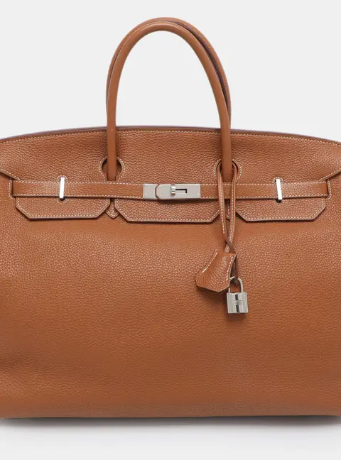 Herm&egrave;s Birkin 40 Palladium Finish Gold Togo Leather Tote