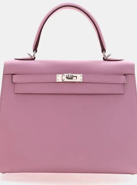 Hermes Kelly 25 Mauve Sylvestre Epsom Leather Sellier Top Handle Bag