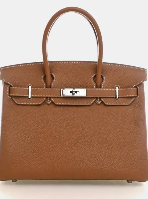 Hermes Birkin 30 Gold Togo Calfskin Leather Top Handle Bag