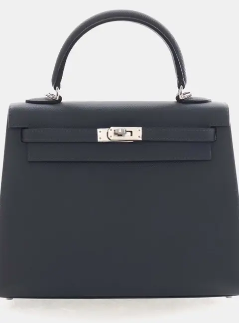 Hermes Kelly 25 Gris Misty Epsom Leather Sellier Bag